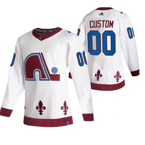 Men Colorado Avalanche 00 Custom White NHL 2021 Reverse Retro jersey